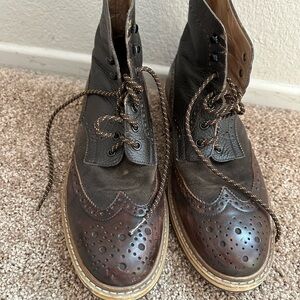 1901 Ankle Boots Mens 10M Wing Tip Brogue Oxford Brown Leather Lace Up Lug Soles
